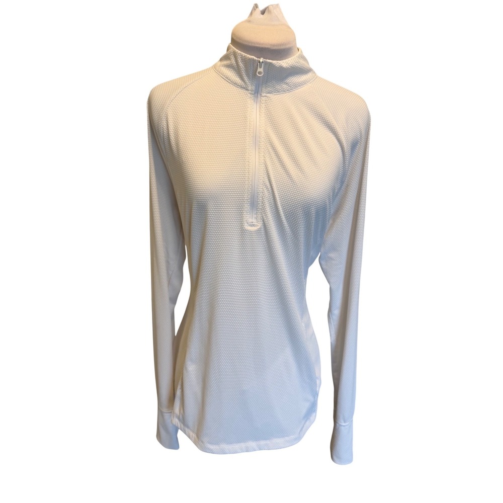 Tommy Bahama Golf Womens XL White Quarter Zip Pullover Textured Honeycomb Top